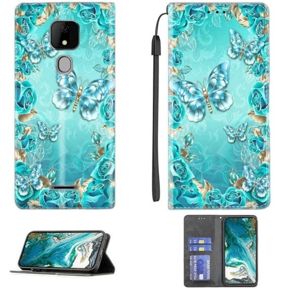 Floral Rose Blue Butterfly Design Phone Case Cover Ans Artia ACK2326 CPT YHD NEW - Picture 1 of 7